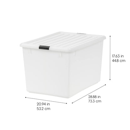IRIS USA 3-Pack 144 Qt Stackable Storage Bins with Lids, Pearl
