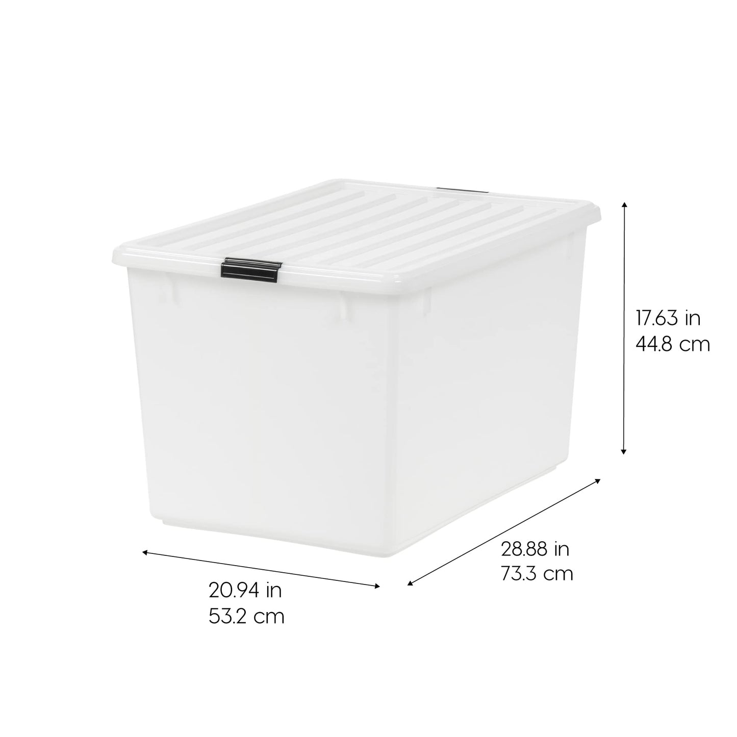 IRIS USA 132 Qt Stackable Storage Bins with Lids, Clear