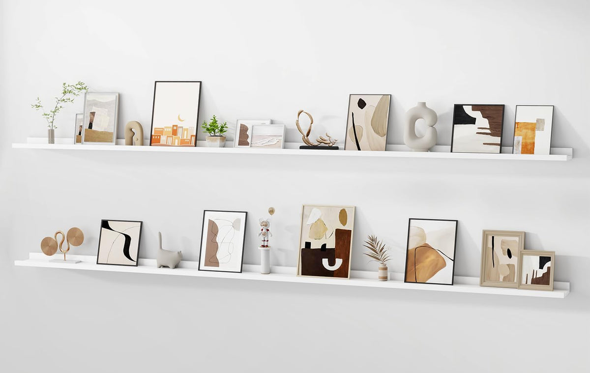 Floating Picture Ledge Shelves for Wall Set of 2, 95 Inches Picture Ledge Shelf with Long Large