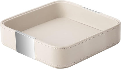 SANZIE Luxury Leather Desktop Storage Small Catchall Organizer Decorative Tray for Entryway Table
