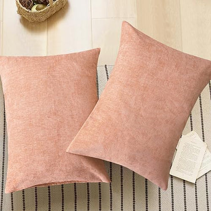 CaliTime Throw Pillow Covers Decorative 20 X 26 Inches Pack of 2 Cozy Chenille Standard Pillow