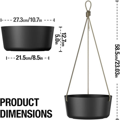 10.7 Inch Hanging Planter for Outdoor Indoor Plants，2 Pack Hanging Flower Pots with Drain Holes for