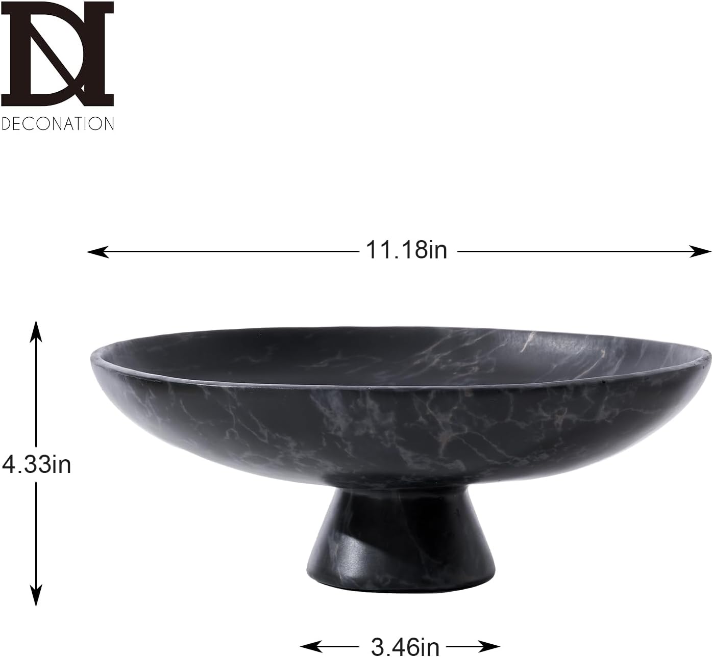 DN DECONATION Black Resin Decorative Bowl for Home Decor, 11.2" Pedestal Kitchen Fruit Bowl/Key
