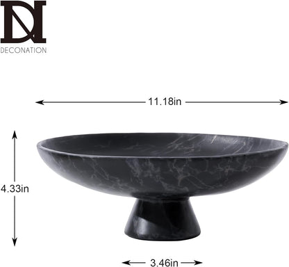 DN DECONATION Black Resin Decorative Bowl for Home Decor, 11.2" Pedestal Kitchen Fruit Bowl/Key