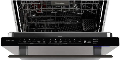 SHARP SDW6757ES Slide-In Dishwasher, Stainless Steel Finish, 24" Wide, Soil Sensors, Premium White
