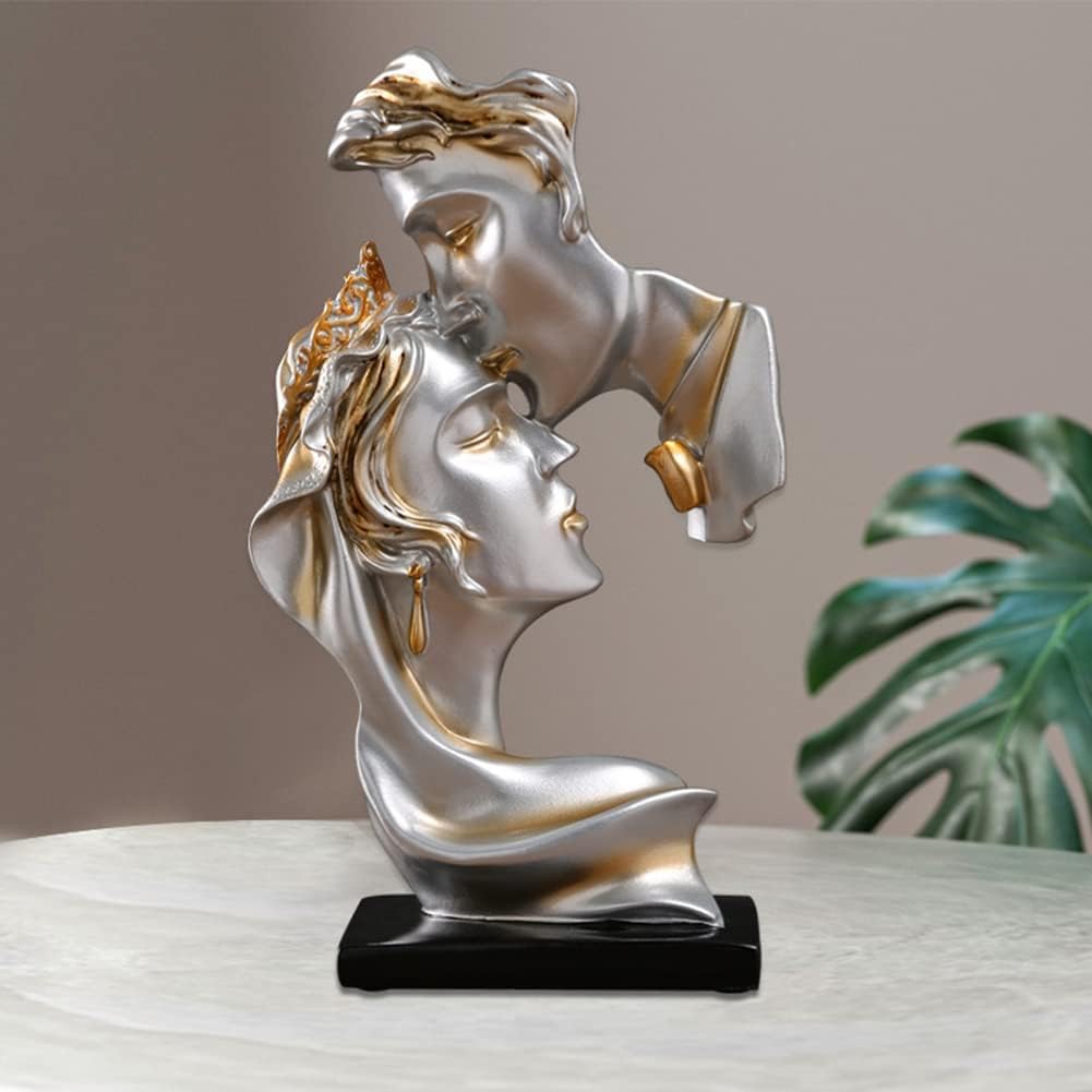 Couples Kiss Sculpture,Abstract Art Couple Sculpture Home Furnishing Resin Statue Decoration