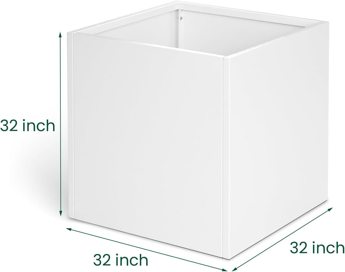 White Steel Planter Square Outdoor Planters Galvanized Steel Planter Box Indoor Metal Large