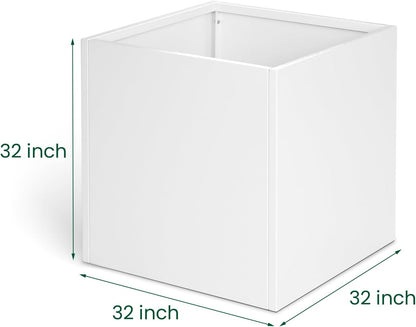 White Steel Planter Square Outdoor Planters Galvanized Steel Planter Box Indoor Metal Large