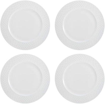 Mikasa Trellis Bone China 16-Piece Dinnerware Set, Service for 4, White Lightweight Porcelain with