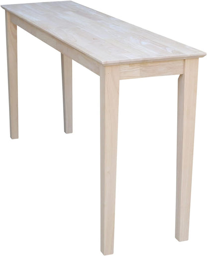 IC International Concepts Extended Length Shaker Console Table, 60" W x 16" D x 30" H Real/Solid
