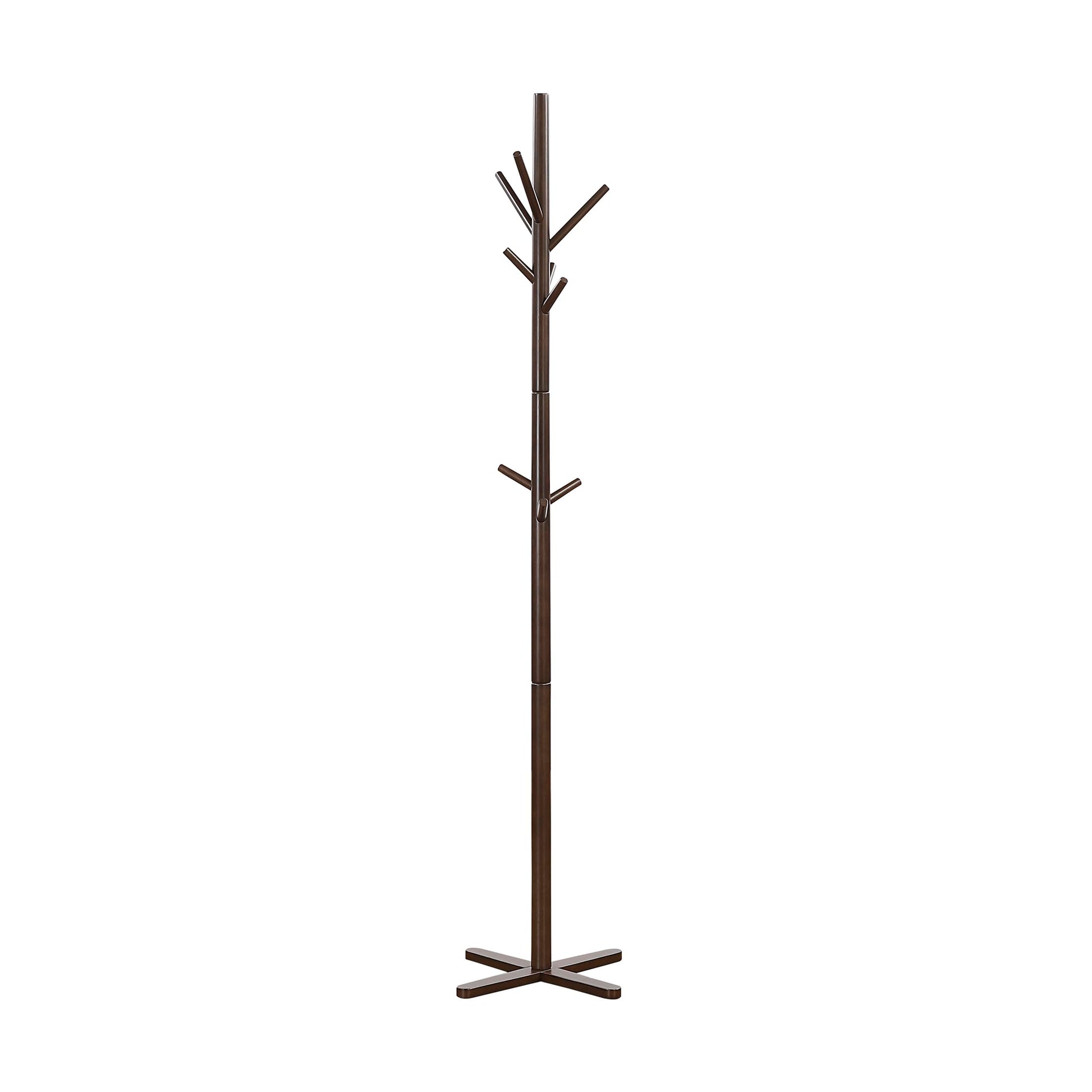 Lexicon Sturdy Solid Wood Coat Rack Stand with 9 Hanging Hooks for Hats,Scarves, Handbags, 3-Tier