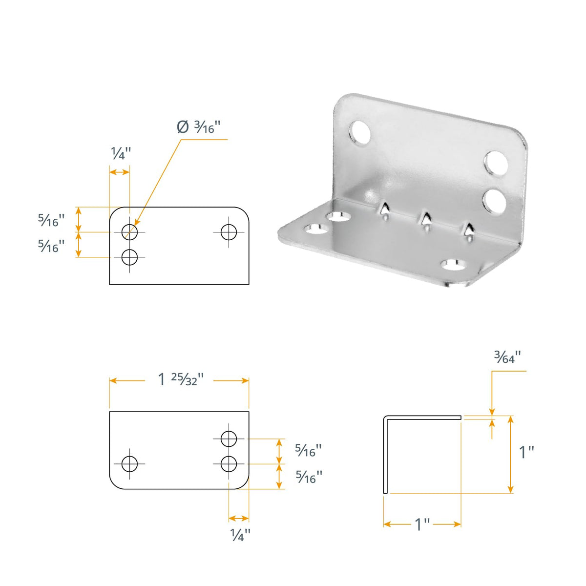 POWERTEC L Bracket 25PK, 90 Degree Shelf Brackets, Corner Braces for Wood Shelves/Cabinet/Work