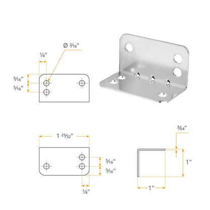 POWERTEC L Bracket 25PK, 90 Degree Shelf Brackets, Corner Braces for Wood Shelves/Cabinet/Work