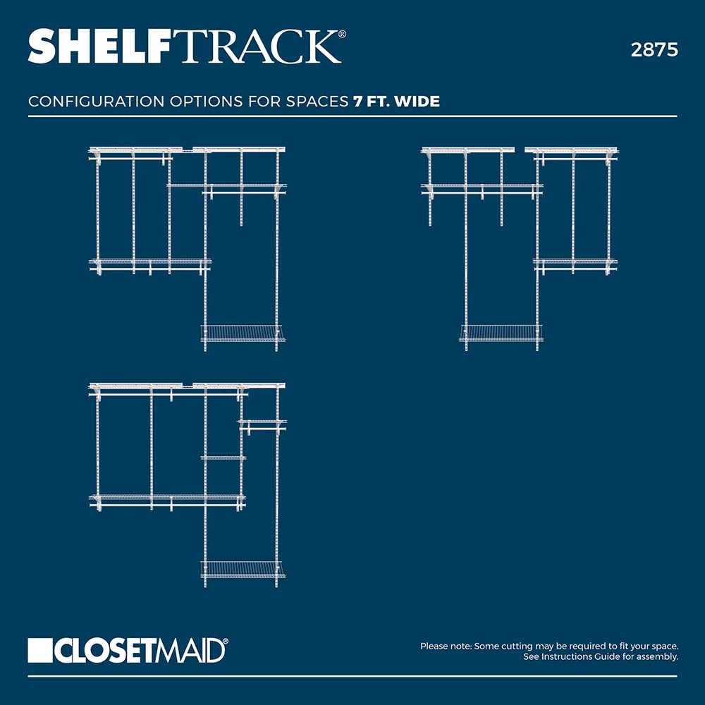 ClosetMaid ShelfTrack Wire Closet Organizer System, Adjustable from 5 to 8 Ft., with Shelves