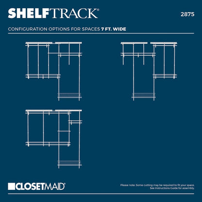 ClosetMaid ShelfTrack Wire Closet Organizer System, Adjustable from 5 to 8 Ft., with Shelves