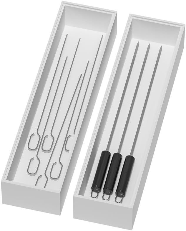 Bamboo Drawer Organizer, Narrow Silverware Organizer for Kitchen, Stackable Utensil Organizer, 2