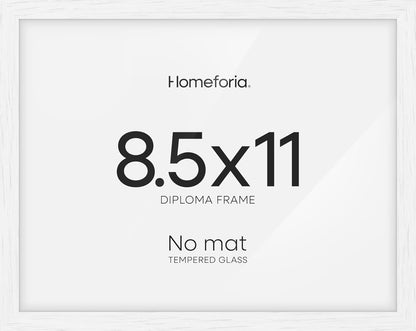 Homeforia 8.5 x 11 Diploma Frame White Wood, High End Oak 8.5x11 Certificate Frames, 11x8.5