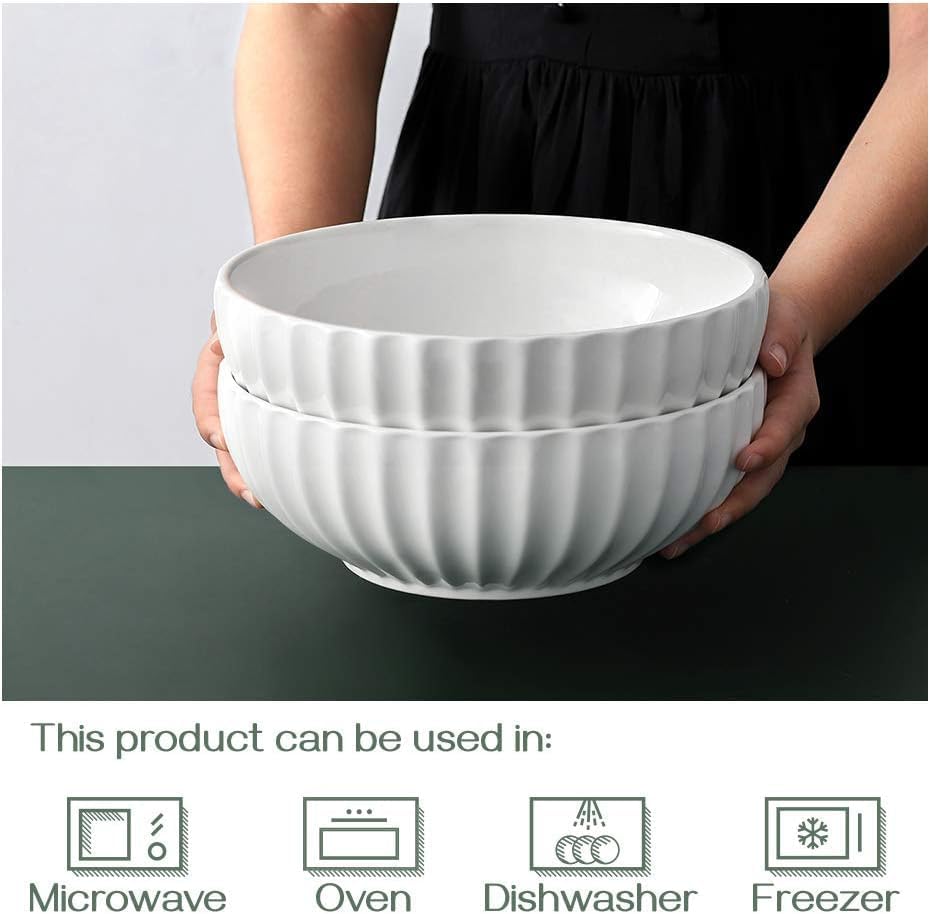 DOWAN 9.8'' Serving Bowls, 86 oz White Serving Platters, Large Ceramic Serving Dishes, Fruit Bowl