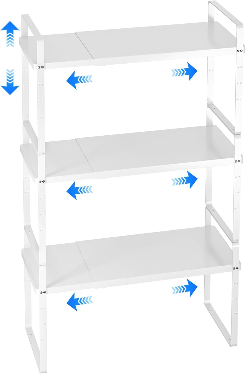Expandable Cabinet Shelf Organizer, Stackable Kitchen Pantry Counter Storage, Adjustable Closet