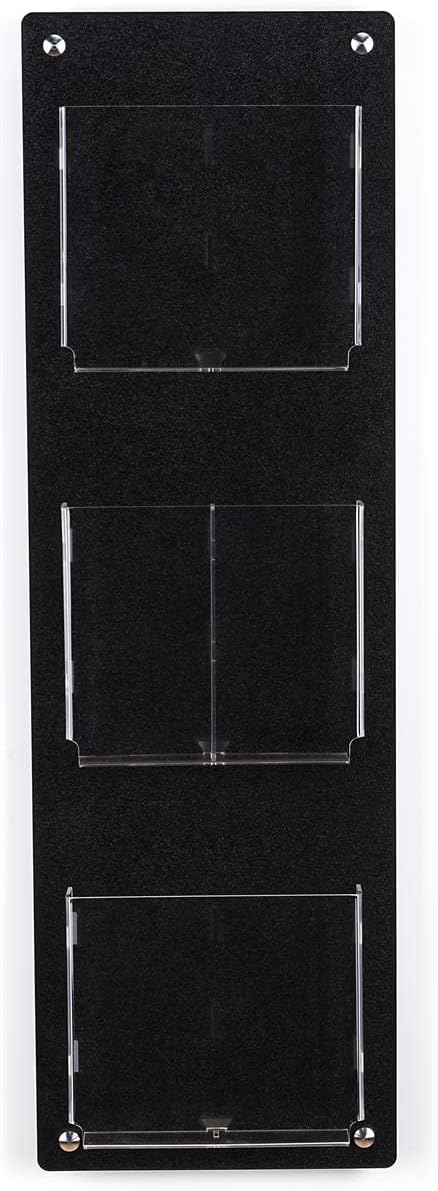 Displays2go Tiered Magazine Holder for Wall, 3-6 Adjustable Pockets, Frameless Acrylic - Black