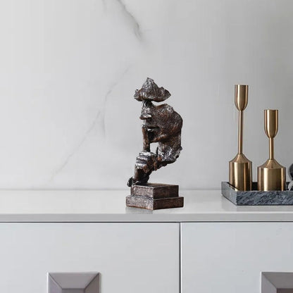 Silence is a Golden Statue Modern Mens Creative Office Home Room Decorations Sculpture Bookshelf