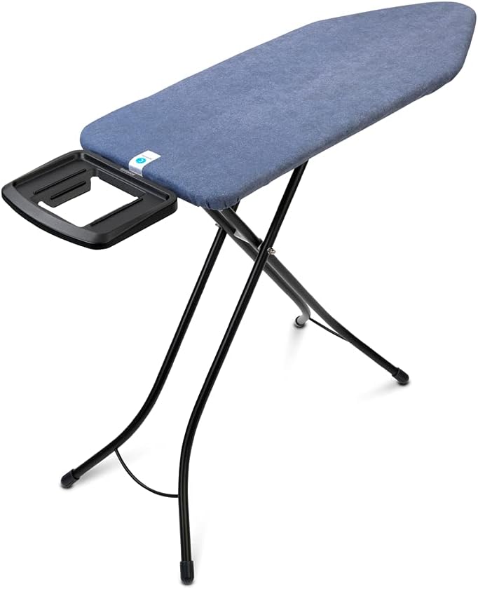 Brabantia Size C Ironing Board (49x18 in) 7 Height Options, Solid Steam Iron Rest Holder (Denim