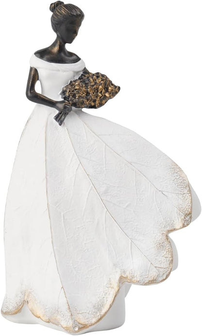 Guichifun Fairy Statue Collection Home Decoration - White Leaf Angel Girls Resin Home Decor for