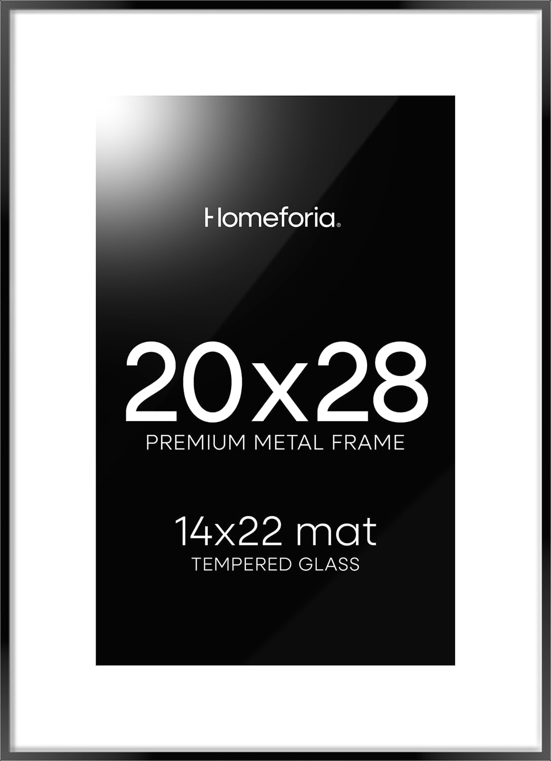 Homeforia 20 x 28 Picture Frame Black, High End Metal 20x28 Poster Frames with Mat 14x22 for Photo