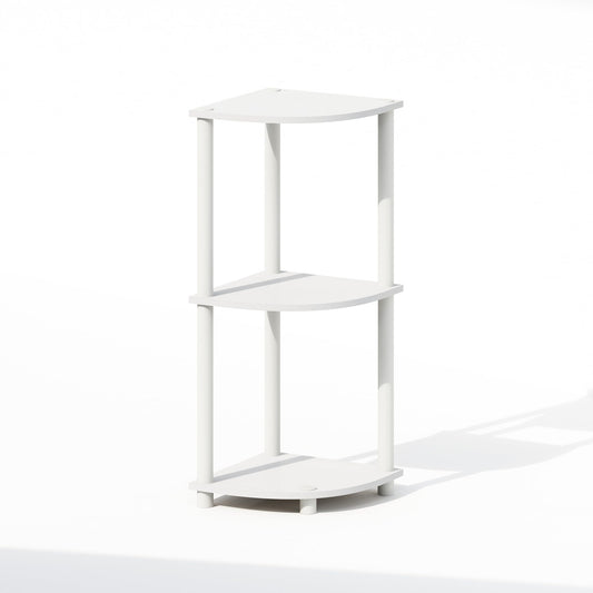 Furinno Turn-N-Tube Corner Shelf, 3-Tier Corner Bookshelf, White