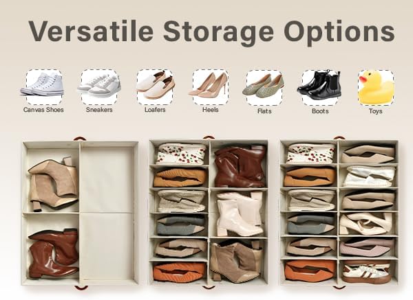 StorageWorks Under Bed Shoe Storage Organizer, Underbed Shoes Container with Adjustable Dividers