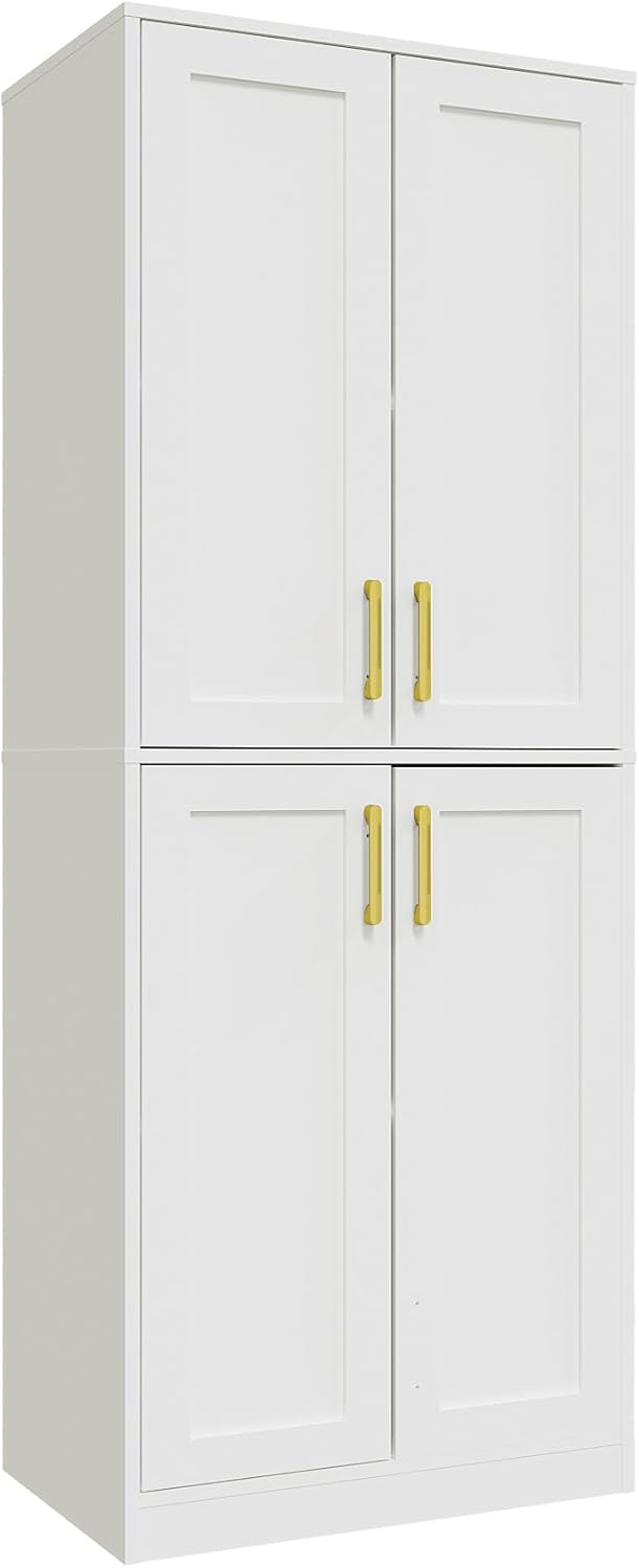 Storage Cabinet, Kitchen Pantry with Doors & Shelf, Tall Storage Cabinet for Bathroom, Living Room