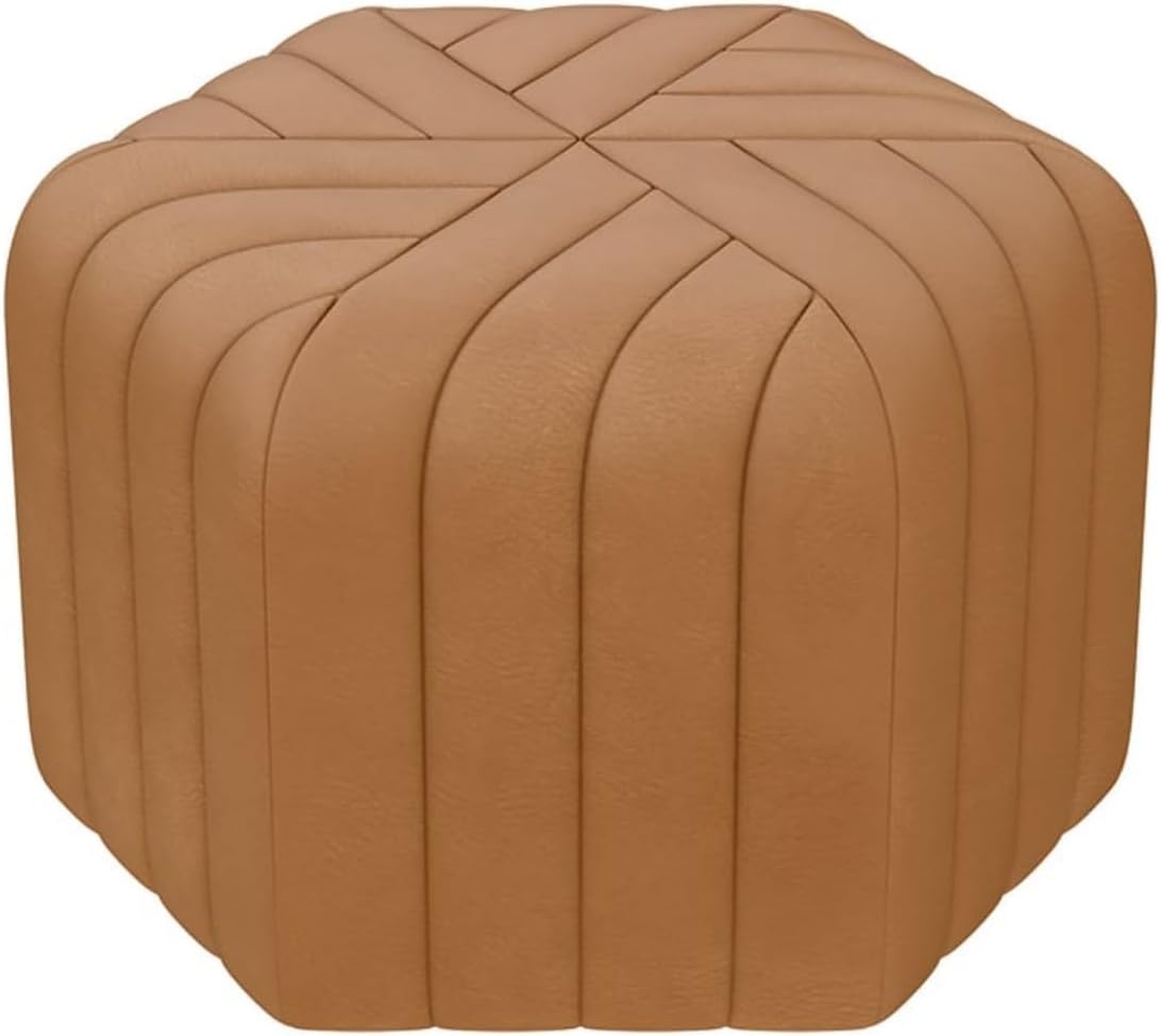 homary 18.5" Hexagonal Pouf Ottoman Upholstered, Velvet Footrest Rest Stools Modern Sofa Footrest