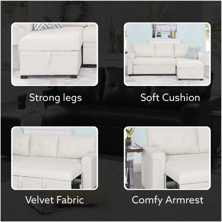 Naomi Home Transform Any Space: Sleeper Sectional Sofa with Convertible Sofa Bed & Inviting Chaise.