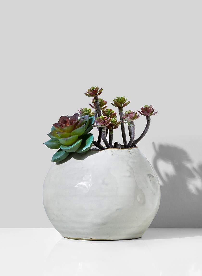Serene Spaces Living Glazed Ceramic Fishbowl Vase, Set of 4- Centerpiece for Vintage Weddings