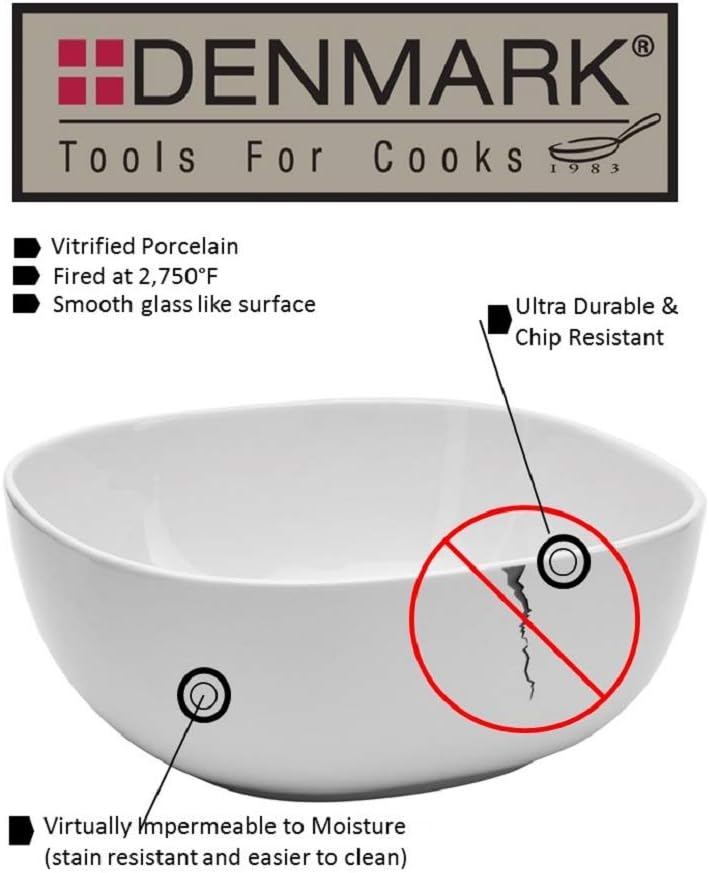 Denmark White Porcelain Chip Resistant Scratch Resistant Commercial Grade Serveware, 3 Piece