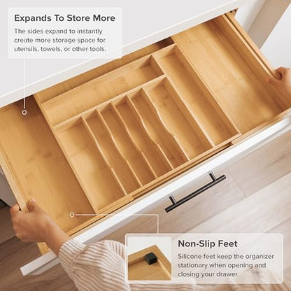 Premium Silverware, Flatware and Utensil Organizer for Kitchen Drawers, Food-Safe Contract Grade