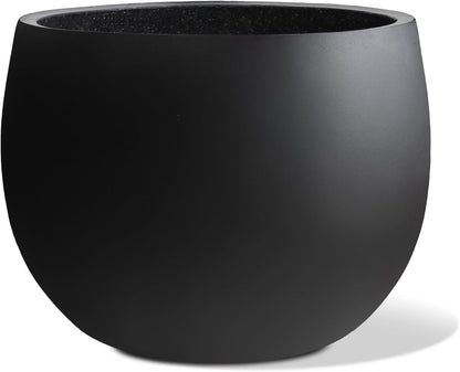 Ball Concrete Planter Outdoor Indoor, Large Tall Cement Plant Pots for Trees Flowers (Black, 16