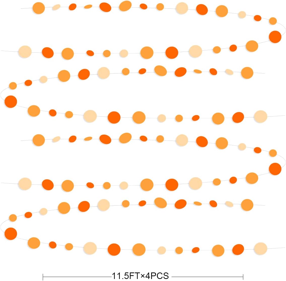 46 Ft Thanksgiving Fall Autumn Circle Dots Garland Gradient Orange Polka Dot Hanging Paper Streamer