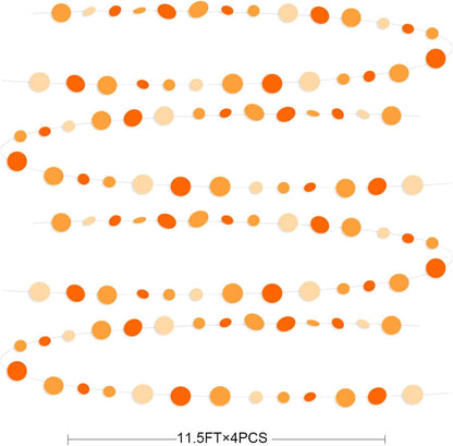 46 Ft Thanksgiving Fall Autumn Circle Dots Garland Gradient Orange Polka Dot Hanging Paper Streamer
