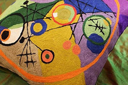 Kandinsky Contemporary Throw Pillow Cover - Circles 2 Modern Pillowcases Mid-Century Abstract Toss