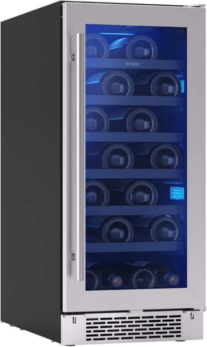 Zephyr Brisas 15 Inch Slim Wine Fridge Single Zone Under Counter - Narrow Mini Wine Cooler Small