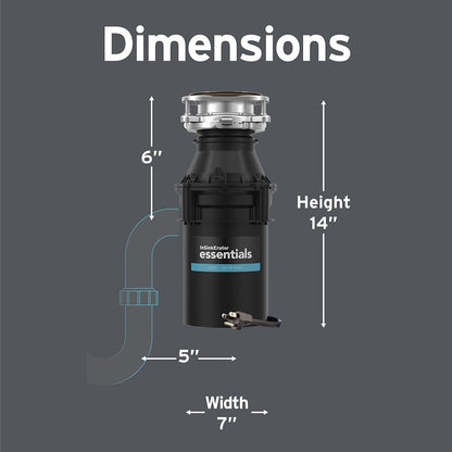 InSinkErator Essentials ES50 Kitchen Garbage Disposal with Power Cord, 1/2 HP Motor Continuous Feed