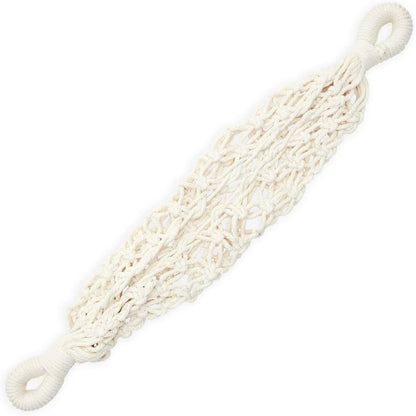 Okuna Outpost Macrame Hanging Fruit Basket Hammock for Kitchen - 6 x 25 x 15 in - White Cotton