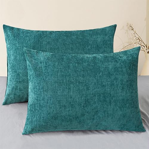CaliTime Throw Pillow Covers Decorative 20 X 26 Inches Pack of 2 Cozy Chenille Standard Pillow