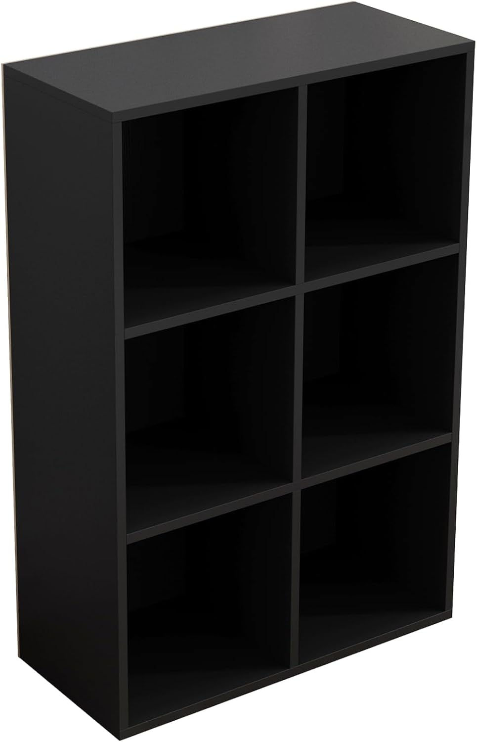 6-Cube Storage Shelf Bookcase - Wooden 3-Tier Floor Standing Open Bookshelf for Home and Office