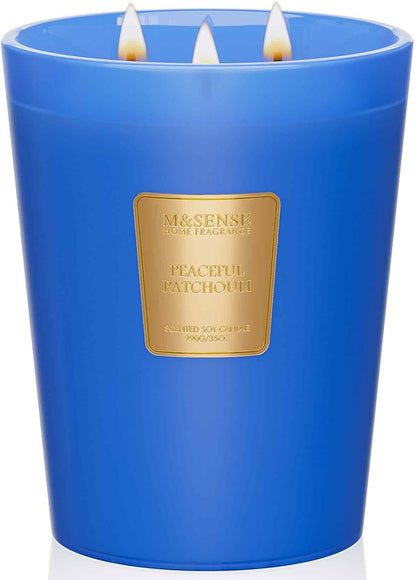 M&SENSE Peaceful Patchouli Scented Candle 35oz 150H Burn Time Long Lasting, 3-Wick Natural