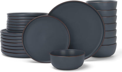 Famiware Mercury 24 Pieces Dinnerware Sets, Plates and Bowls Sets for 8, Microwave and Dishwasher