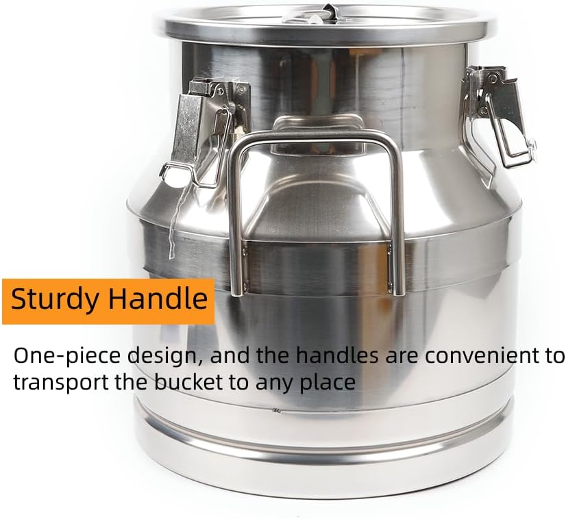 Stainless Steel Milk Can, 40L/10.6 Gallon Heavy Duty Airtight Storage Canister Milk Bucket with