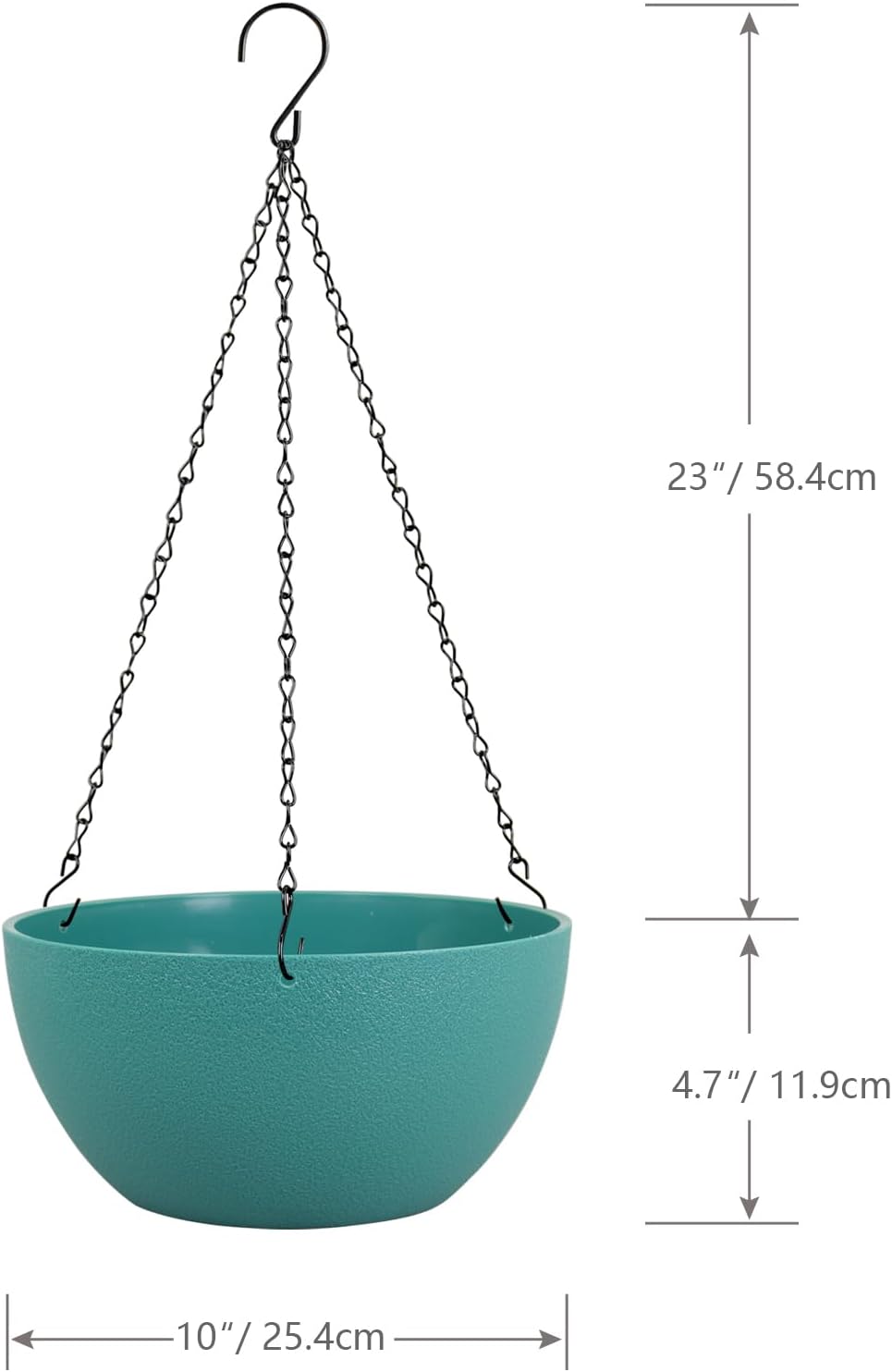 10 inch Hanging Planters for Outdoor Indoor Plants with Drainage Holes and Chain, 2 Pack Round
