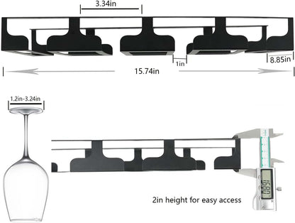 Wine Glass Rack - Under Cabinet Stemware Wine Glass Holder Glasses Storage Hanger Metal Hanging
